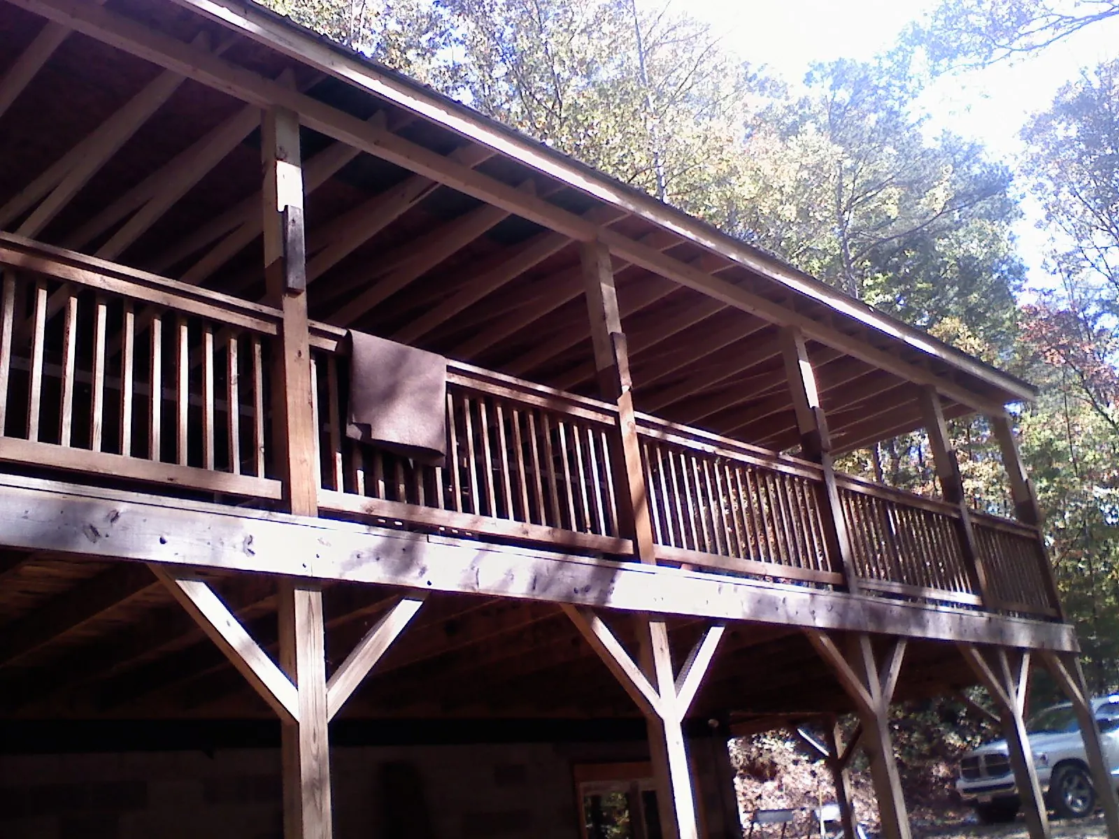 Timber framing under a new elevated porch and deck — Roof Leak Repair in Moncure by Roofing Brothers
